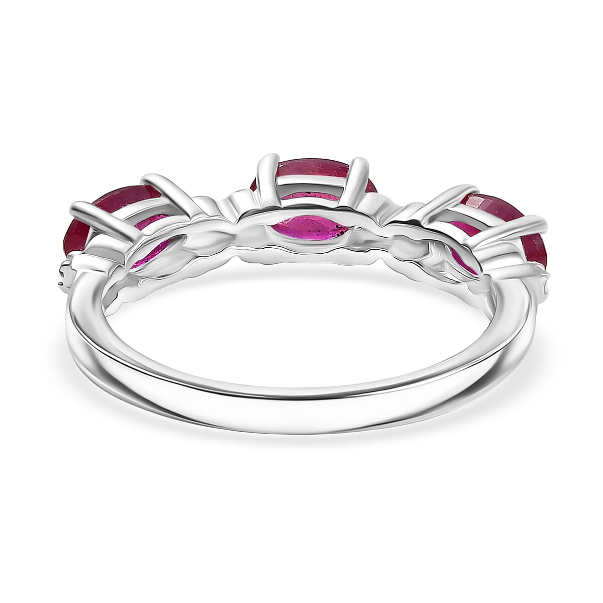 D’Joy Niassa Ruby (FF), White Zircon Ring in Rhodium Over Sterling Silver (Size 7.0) 2.25 ctw image number 4