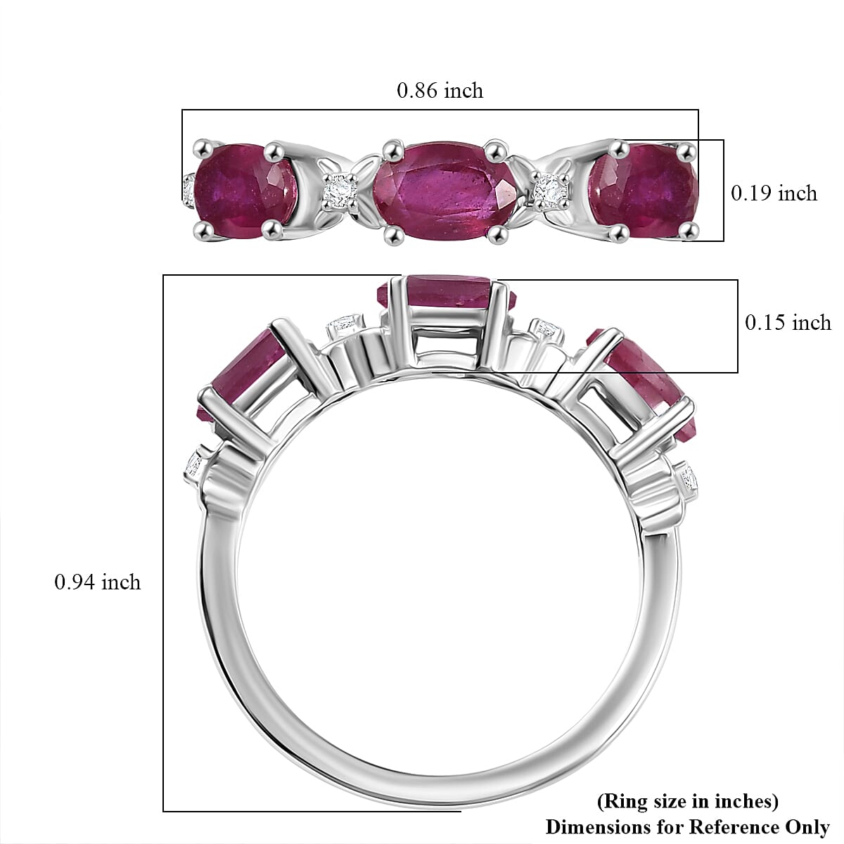 D’Joy Niassa Ruby (FF), White Zircon Ring in Rhodium Over Sterling Silver (Size 7.0) 2.25 ctw image number 5