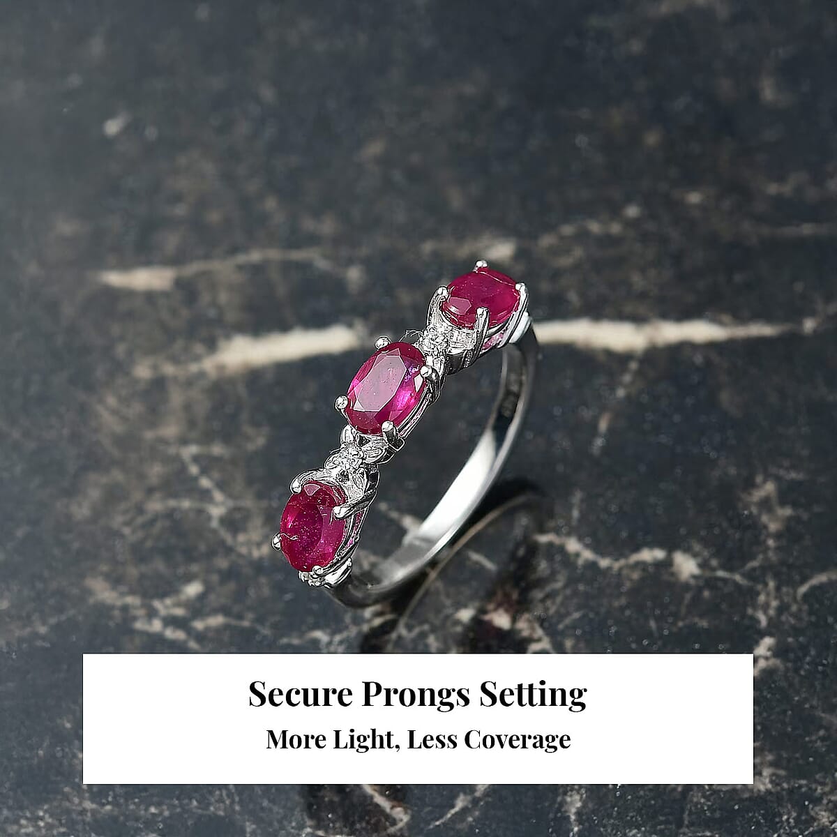 D'Joy Niassa Ruby (FF) and White Zircon 2.25 ctw Four Leaf Clover Ring in Rhodium Over Sterling Silver (Size 8.0) image number 2