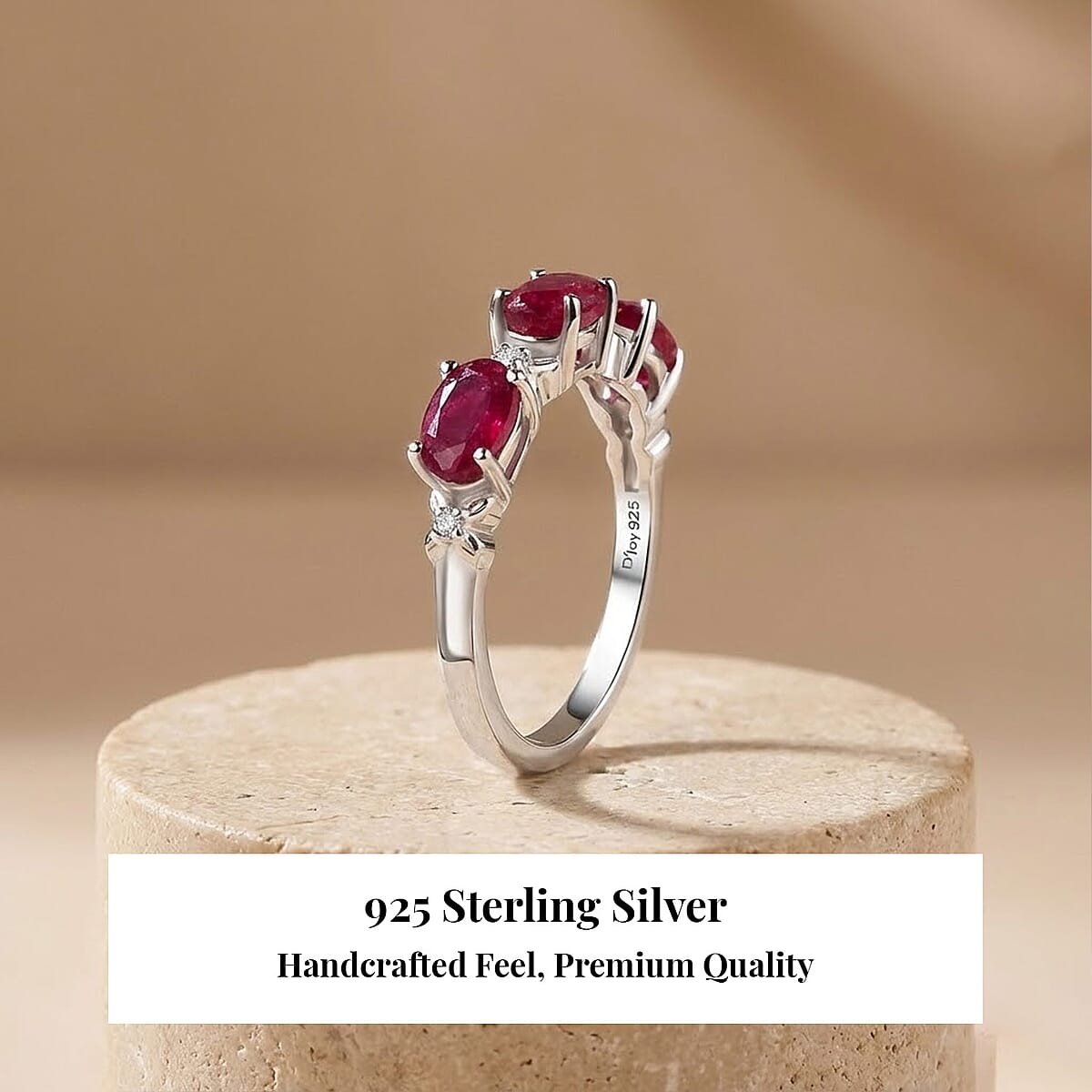 D'Joy Niassa Ruby (FF) and White Zircon 2.25 ctw Four Leaf Clover Ring in Rhodium Over Sterling Silver (Size 8.0) image number 5