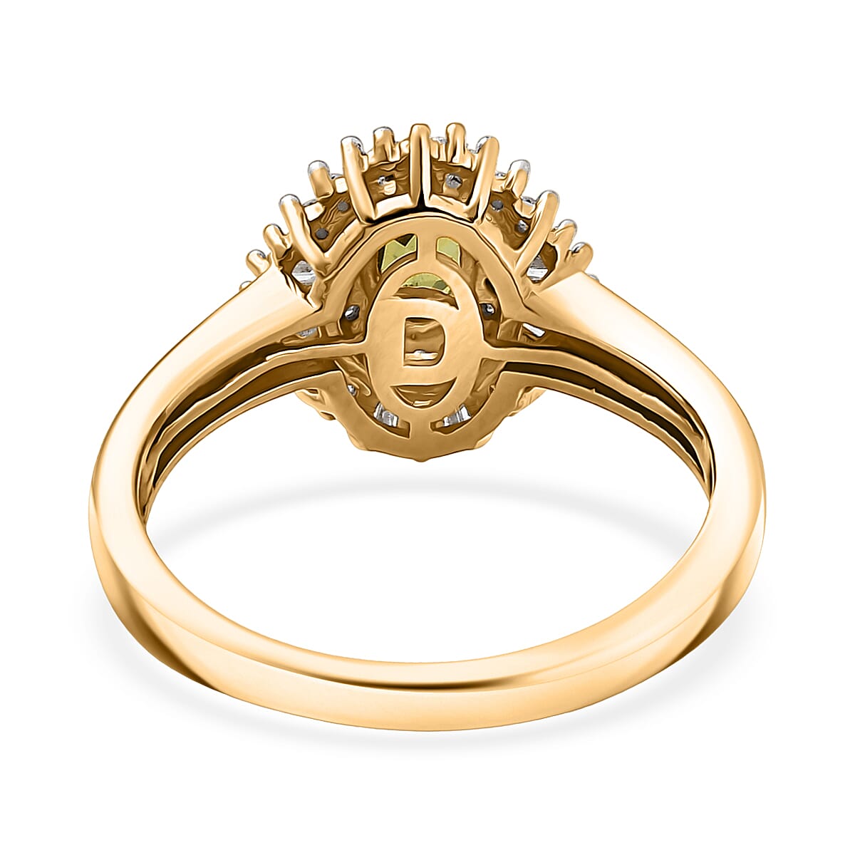 D'Joy Ambanja Demantoid Garnet and Diamond 0.90 ctw Sunburst Ring in 18K Vermeil Yellow Gold Over Sterling Silver (Size 10.0) image number 4