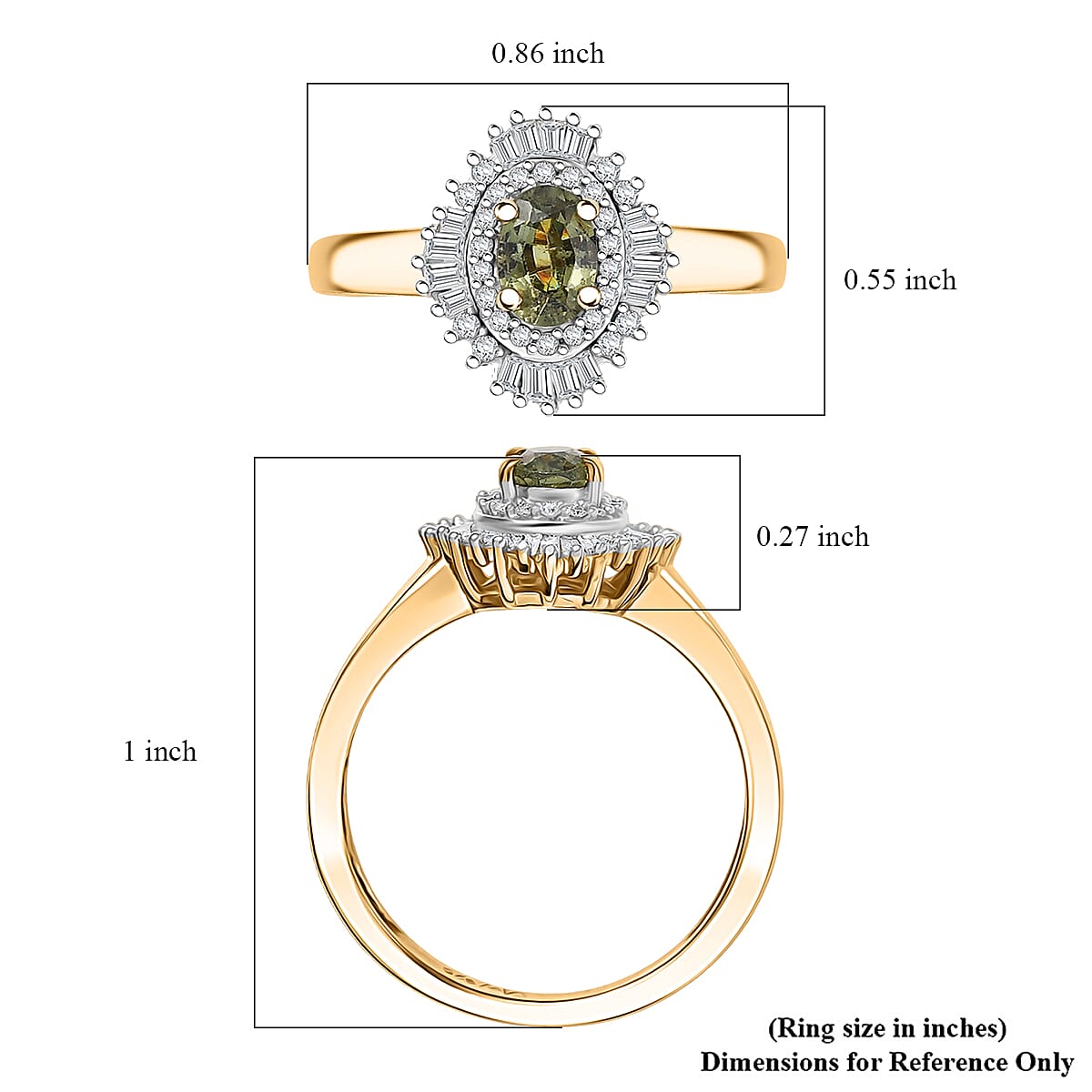 D'Joy Ambanja Demantoid Garnet and Diamond 0.90 ctw Sunburst Ring in 18K Vermeil Yellow Gold Over Sterling Silver (Size 10.0) image number 5