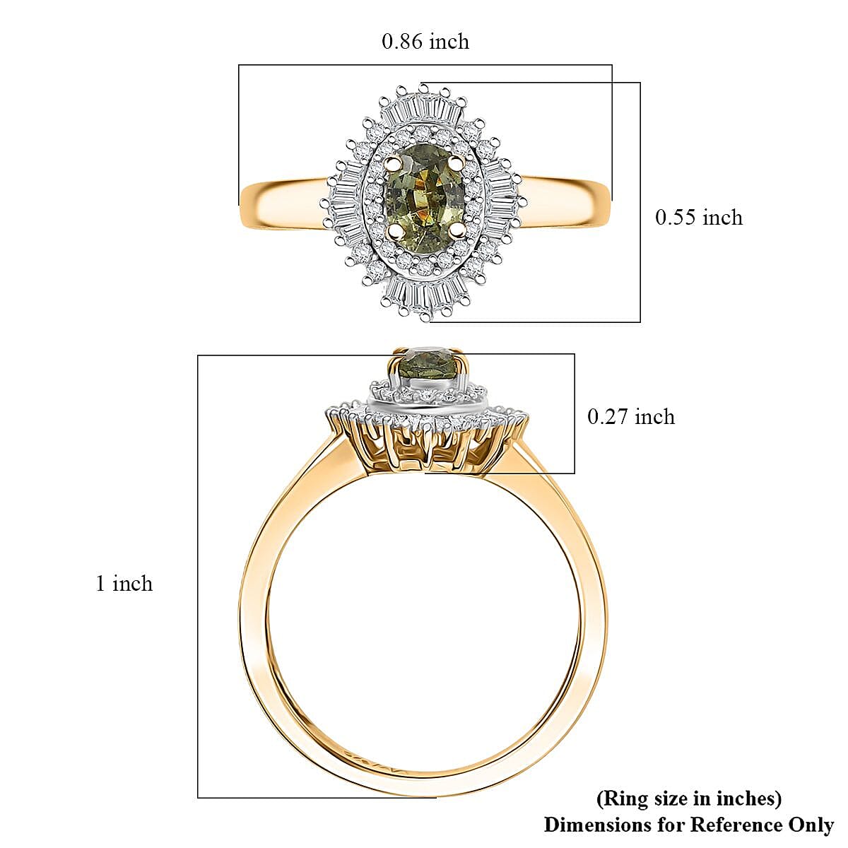 D'Joy Ambanja Demantoid Garnet and Diamond 0.90 ctw Sunburst Ring in 18K Vermeil Yellow Gold Over Sterling Silver (Size 7.0) image number 5