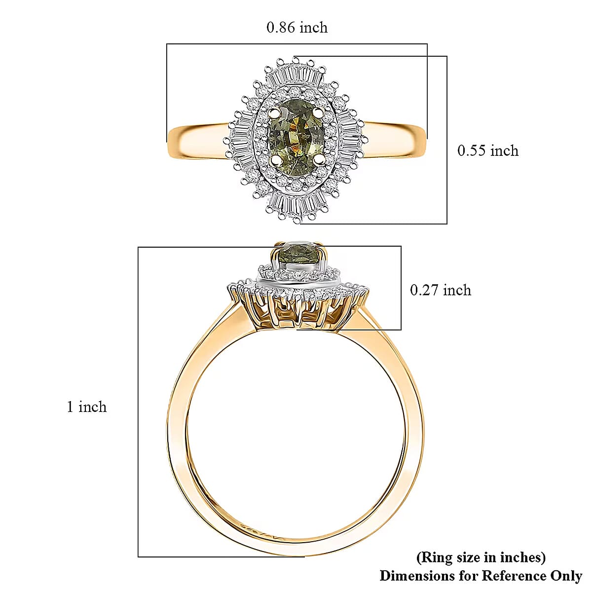 D'Joy Ambanja Demantoid Garnet and Diamond 0.90 ctw Sunburst Ring in 18K Vermeil Yellow Gold Over Sterling Silver (Size 9.0) image number 5
