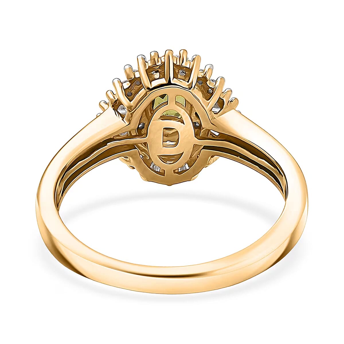 D'Joy Ambanja Demantoid Garnet and Diamond 0.90 ctw Sunburst Ring in 18K Vermeil Yellow Gold Over Sterling Silver (Size 9.0) image number 6