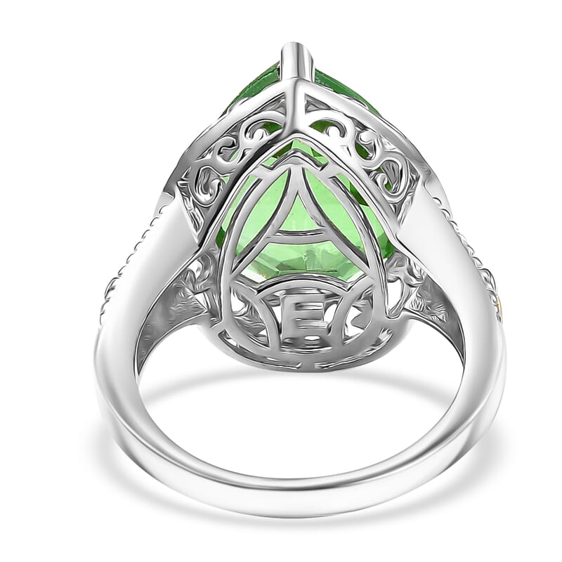 EverTrue Chartreuse Quartz (Triplet) 8.90 ctw Art Deco Ring 18K YG Plated and Platinum Bond (Size 10.0)