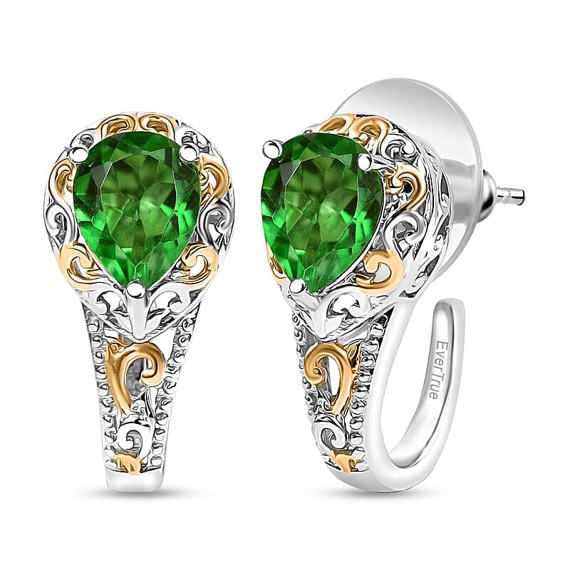 EverTrue Chartreuse Quartz (Triplet) 3.75 ctw Art Deco Earrings 18K YG plated and Platinum Bond