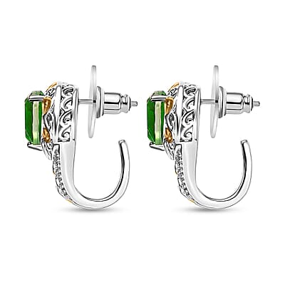 EverTrue Chartreuse Quartz (Triplet) 3.75 ctw Art Deco Earrings 18K YG plated and Platinum Bond