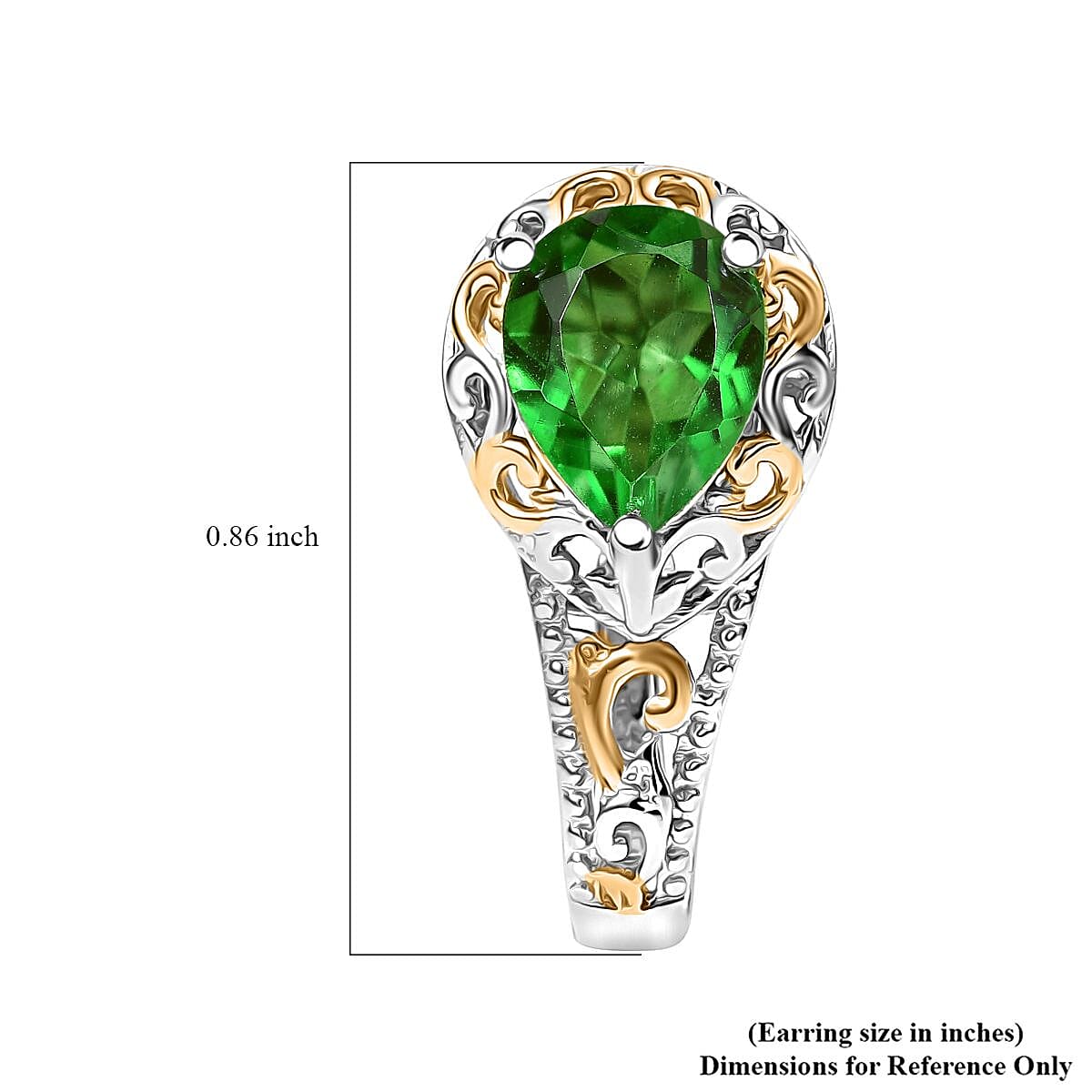 EverTrue Chartreuse Quartz (Triplet) 3.75 ctw J-Hoop Earrings 18K YG plated and Platinum Bond image number 4