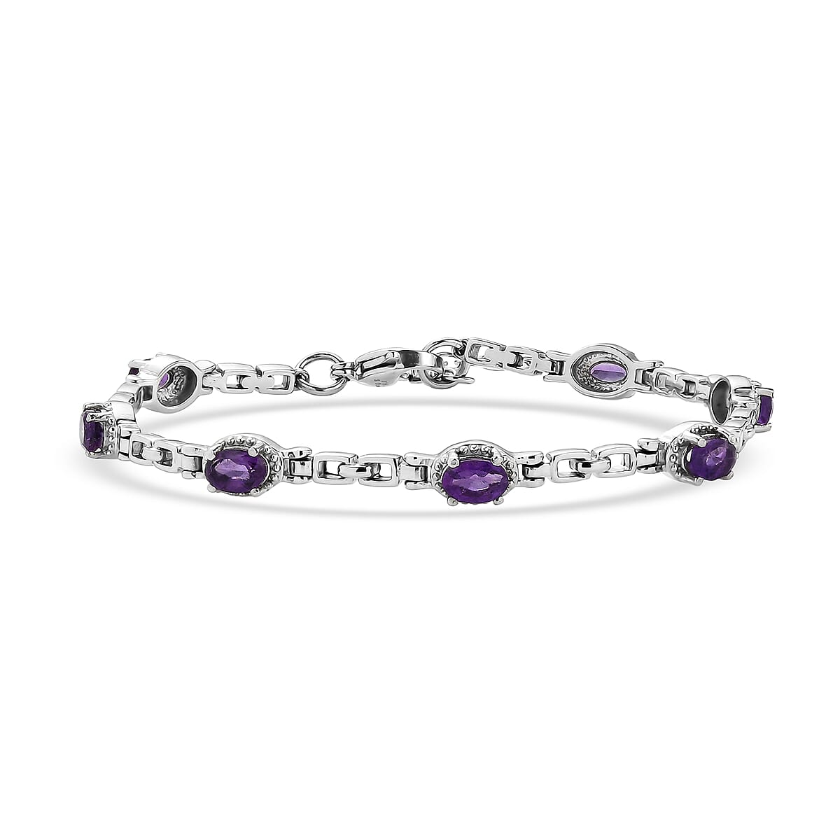 EverTrue African Amethyst Bracelet in Stainless Steel (7.00 In) 3.70 ctw image number 0