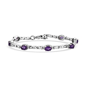 EverTrue African Amethyst 3.70 ctw Bracelet in Stainless Steel (7.00 In)