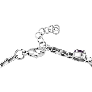 EverTrue African Amethyst 3.00 ctw Bracelet in Stainless Steel (7.00 In)