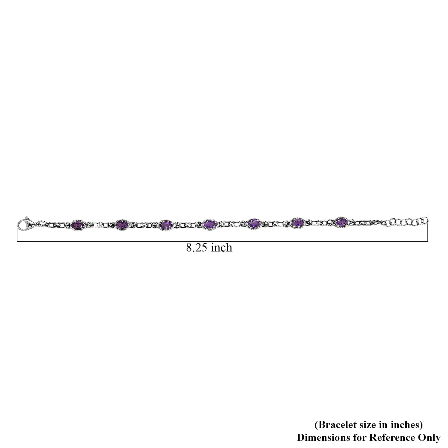EverTrue African Amethyst 3.00 ctw Bracelet in Stainless Steel (7.00 In)