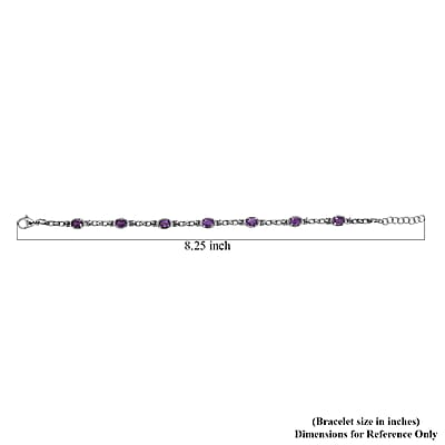 EverTrue African Amethyst 3.00 ctw Bracelet in Stainless Steel (7.00 In)