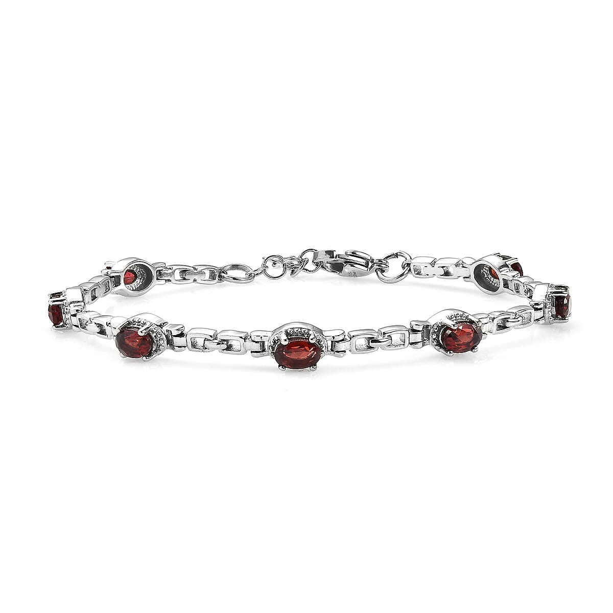 EverTrue Mozambique Garnet 4.15 ctw Bracelet in Stainless Steel (7.00 In) image number 0