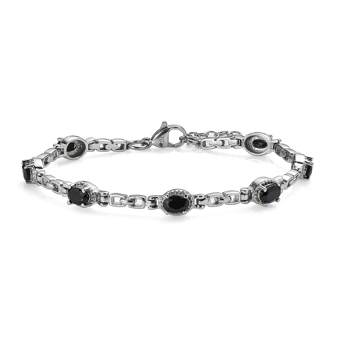 EverTrue Thai Black Spinel 4.30 ctw Bracelet in Stainless Steel (7.00 In) image number 0