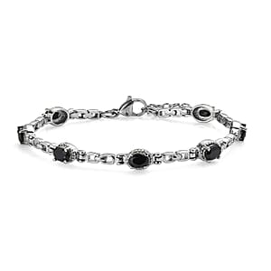 EverTrue Thai Black Spinel 4.30 ctw Bracelet in Stainless Steel (7.00 In)