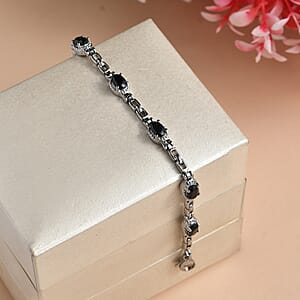 EverTrue Thai Black Spinel 4.15 ctw Bracelet in Stainless Steel (7.00 In)