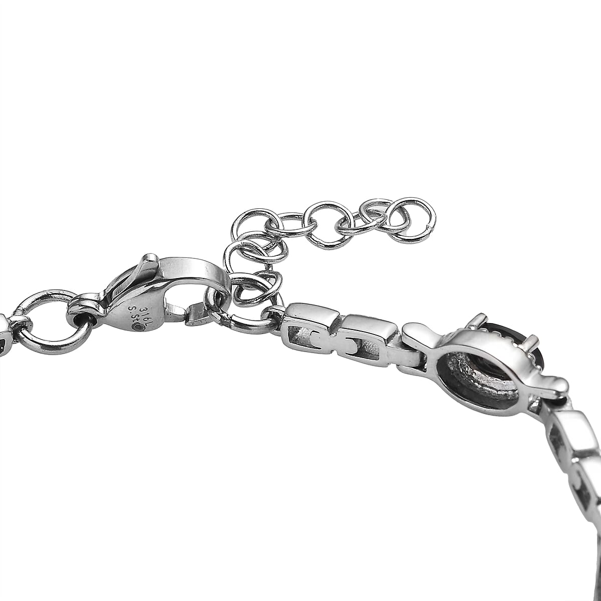 EverTrue Thai Black Spinel 4.30 ctw Bracelet in Stainless Steel (7.00 In) image number 3