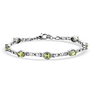 EverTrue Hebei Peridot 3.25 ctw Bracelet in Stainless Stee (7.00 In) 