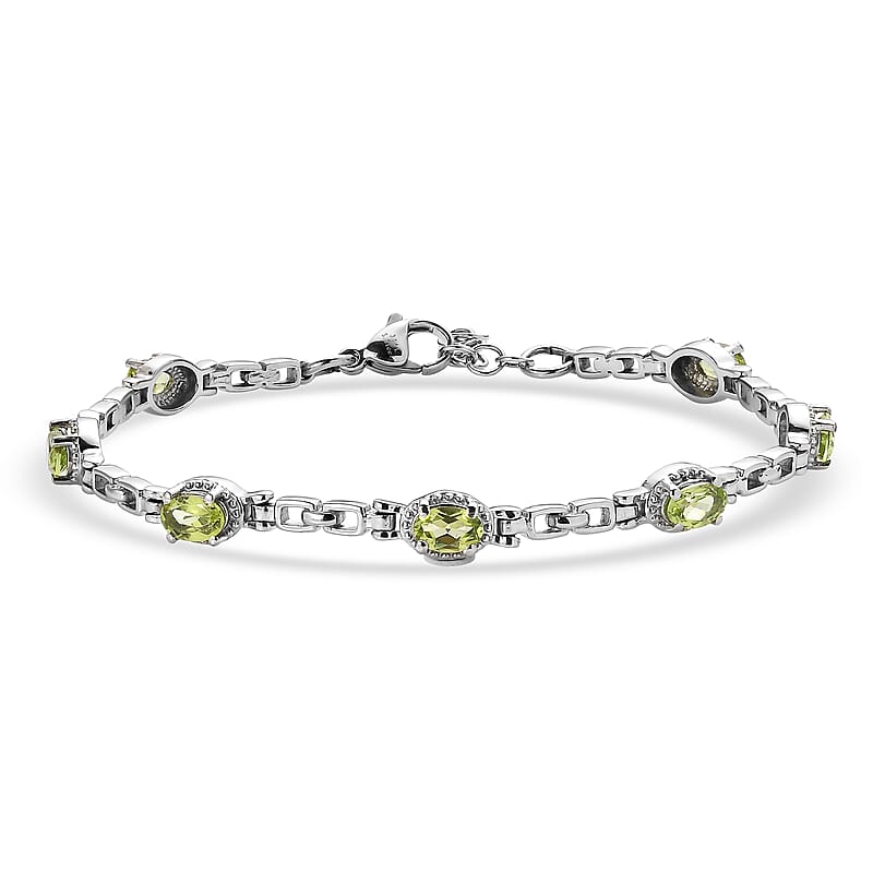 EverTrue Hebei Peridot 3.25 ctw Bracelet in Stainless Stee (7.00 In) 