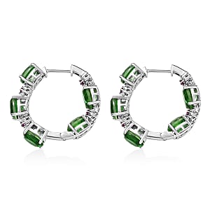 EverTrue Chartreuse Quartz (Triplet) and Lab Created Ruby 14.50 ctw Floral Hoop Earrings in Platinum Bond