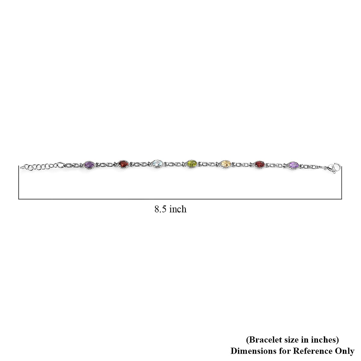 EverTrue Multi Gemstone 3.40 ctw Bracelet in Stainless Stee (7.00 In)  image number 4