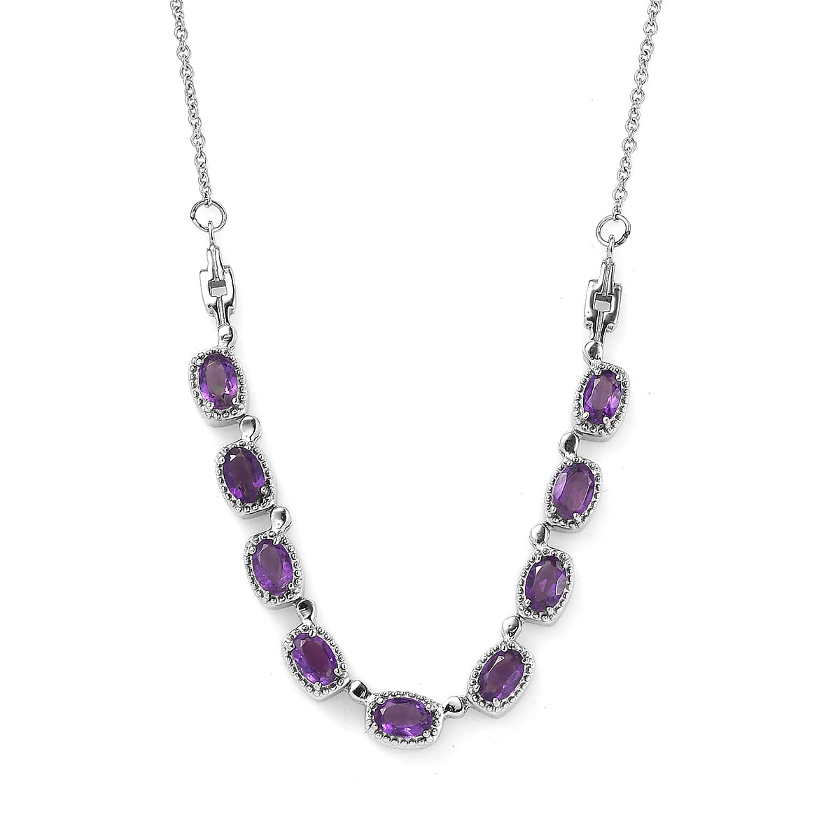 EverTrue African Amethyst 3.90 ctw Necklace 18 Inches in Stainless Steel image number 0
