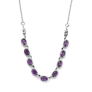 EverTrue African Amethyst 3.90 ctw Necklace 18 Inches in Stainless Steel