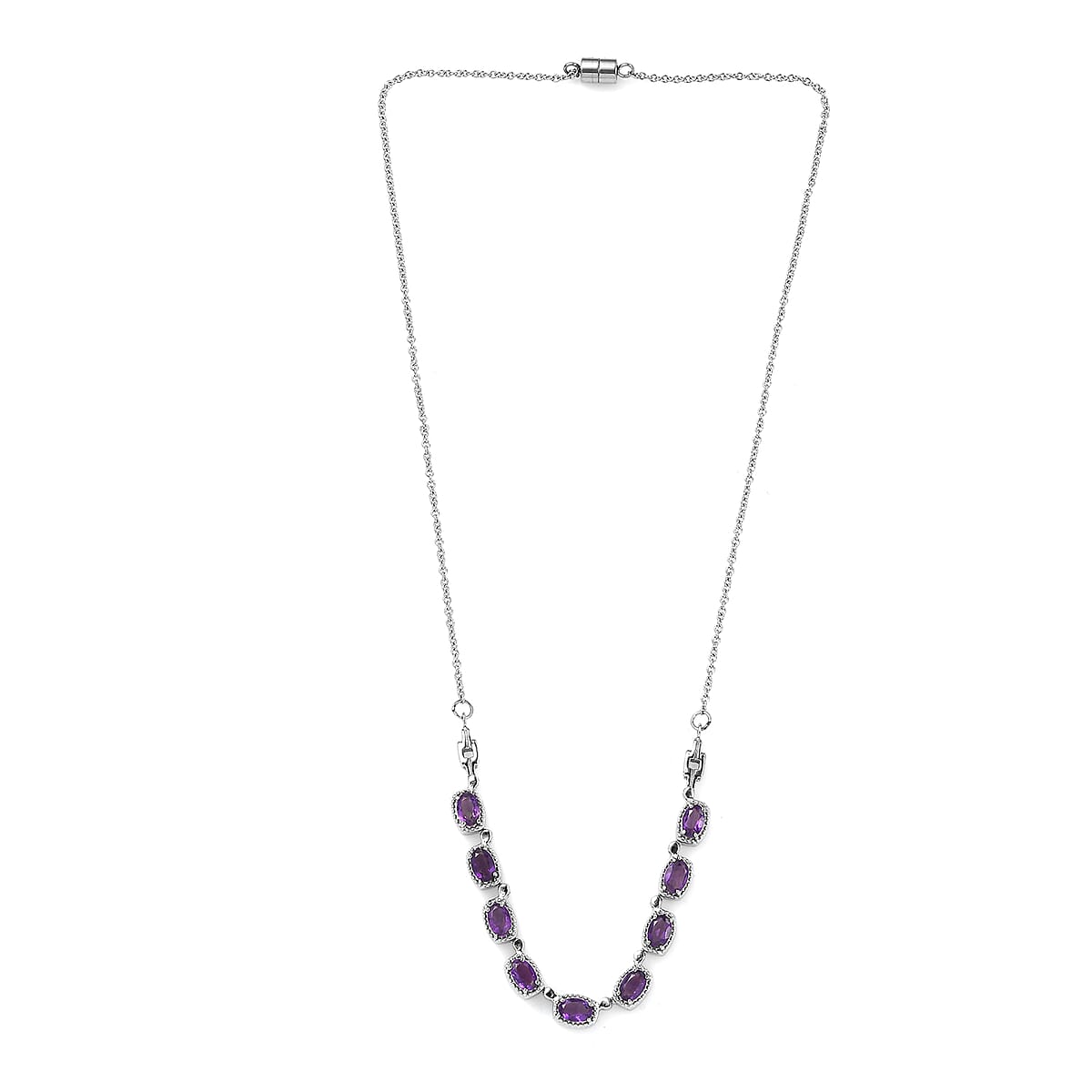 EverTrue African Amethyst 3.90 ctw Necklace 18 Inches in Stainless Steel image number 3