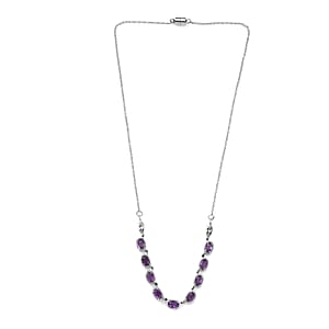EverTrue African Amethyst Necklace in Stainless Steel 3.90 ctw (18 Inches)