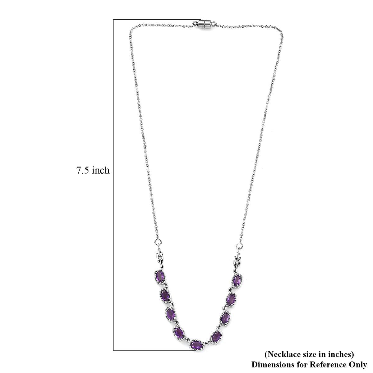 EverTrue African Amethyst 3.90 ctw Necklace 18 Inches in Stainless Steel image number 5