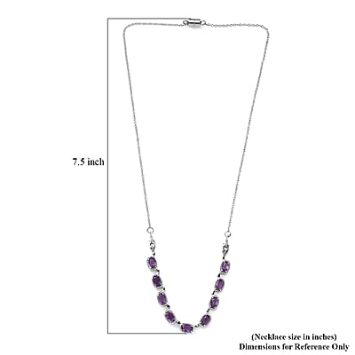 EverTrue African Amethyst Necklace in Stainless Steel 3.90 ctw (18 Inches)