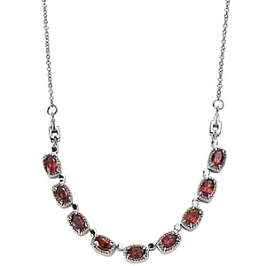 EverTrue Mozambique Garnet 5.15 ctw Necklace 18 Inches Stainless Steel