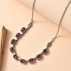 EverTrue Mozambique Garnet Necklace Stainless Steel 5.15 ctw  (18 Inches)