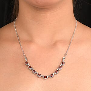 EverTrue Mozambique Garnet Necklace Stainless Steel 5.15 ctw  (18 Inches)