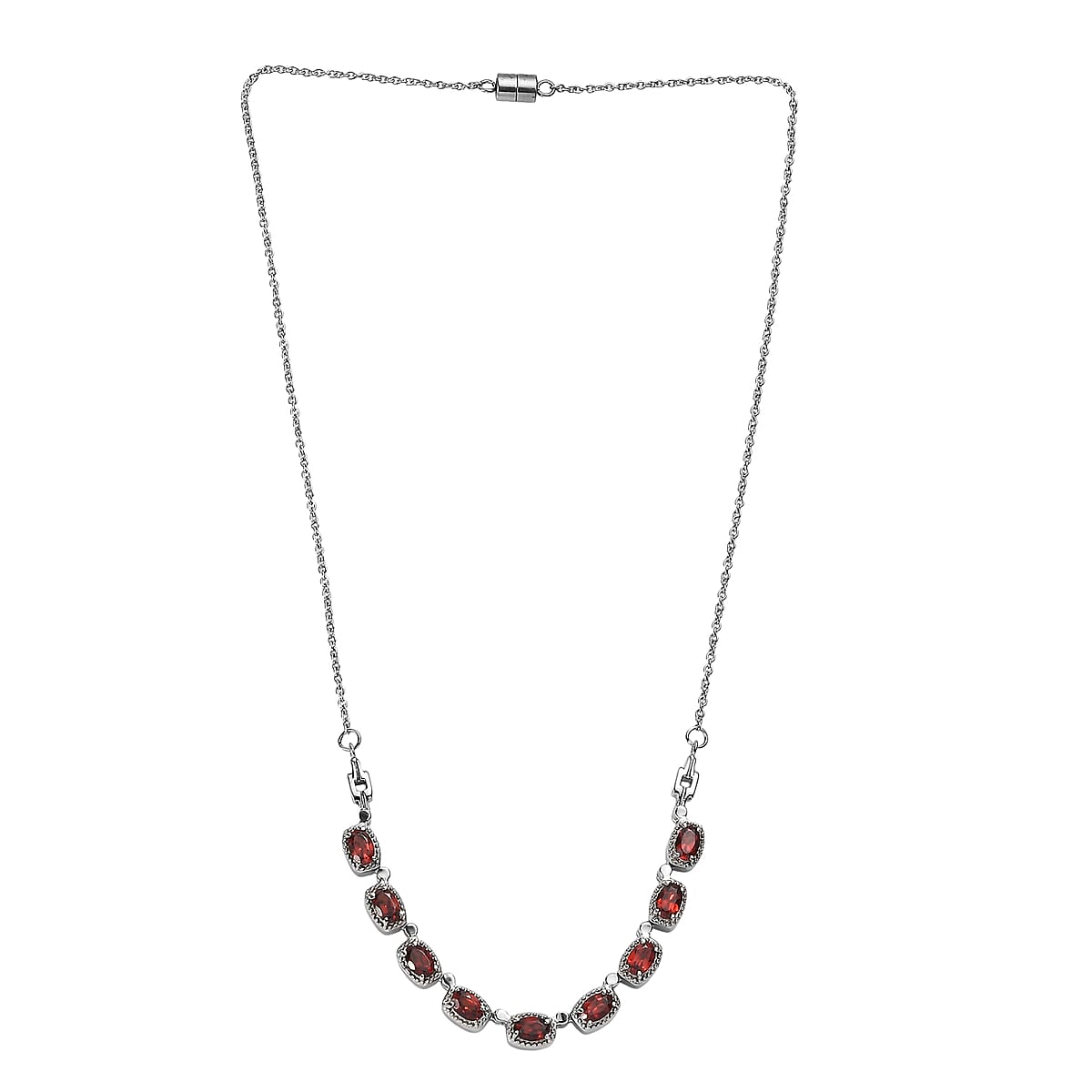 EverTrue Mozambique Garnet 5.15 ctw Necklace 18 Inches Stainless Steel image number 3