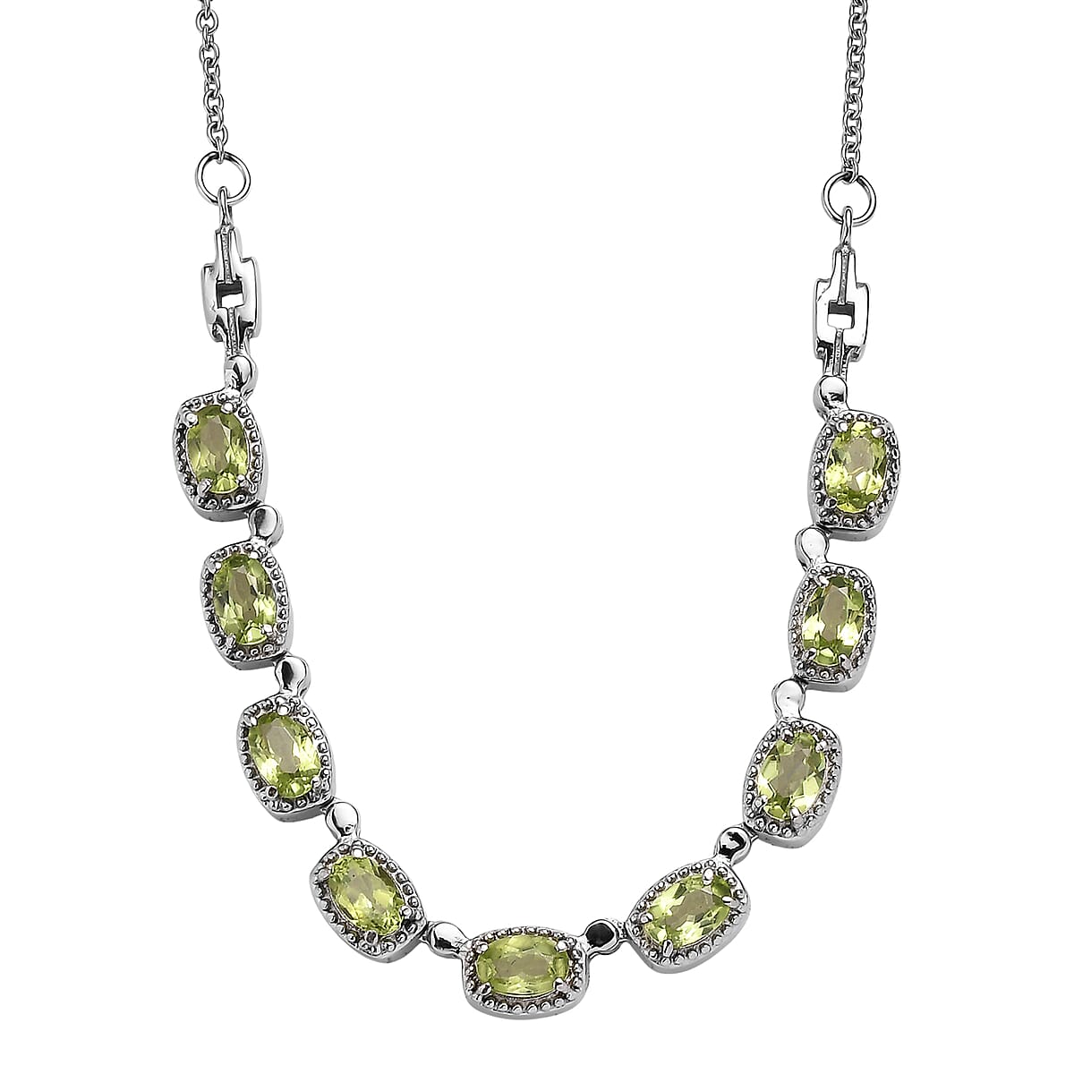 EverTrue Hebei Peridot 4.25 ctw Necklace 18 Inches in Stainless Steel image number 0