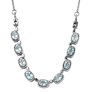 EverTrue Sky Blue Topaz 5.10 ctw Necklace 18 Inches in Stainless Steel