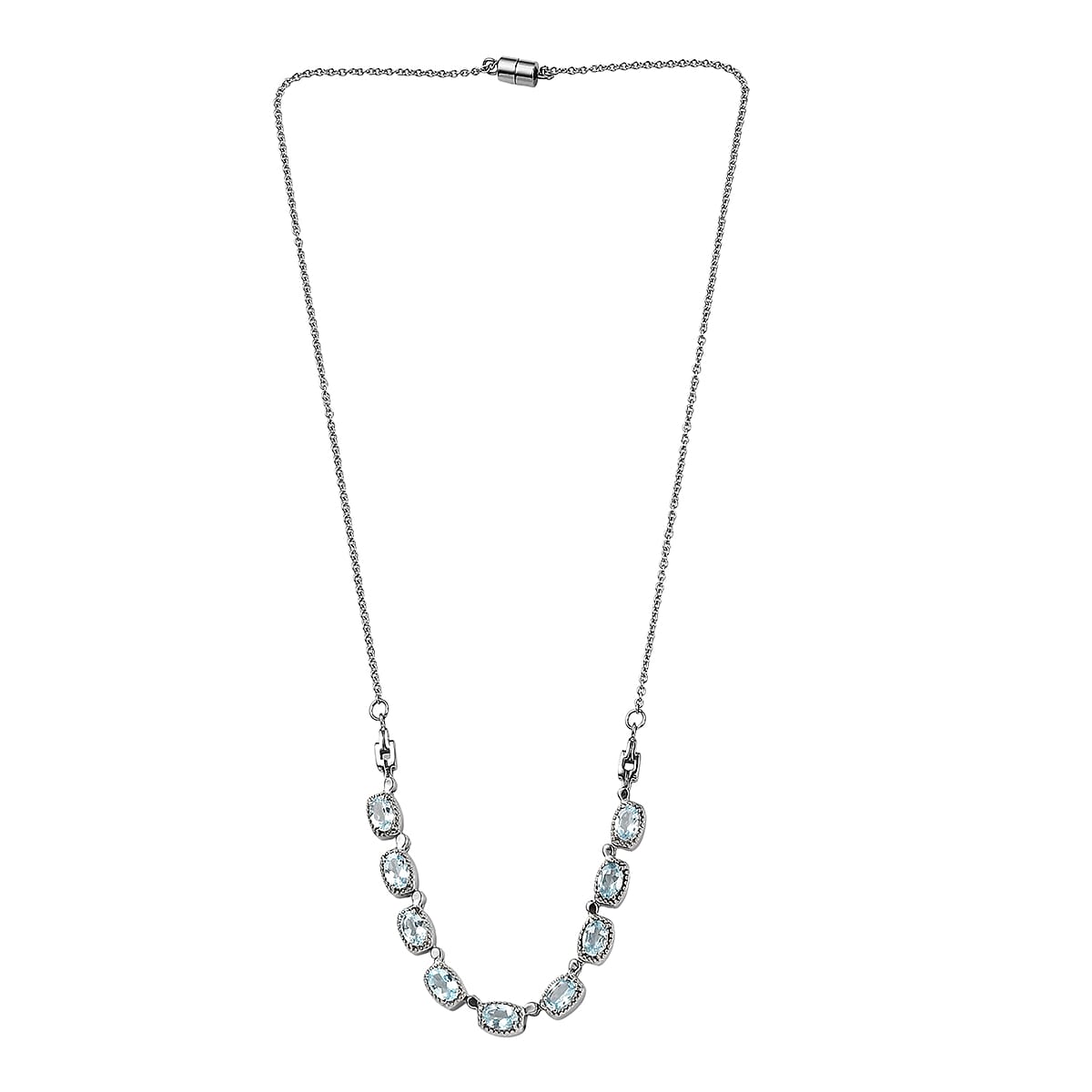 EverTrue Sky Blue Topaz 5.10 ctw Necklace 18 Inches in Stainless Steel image number 3