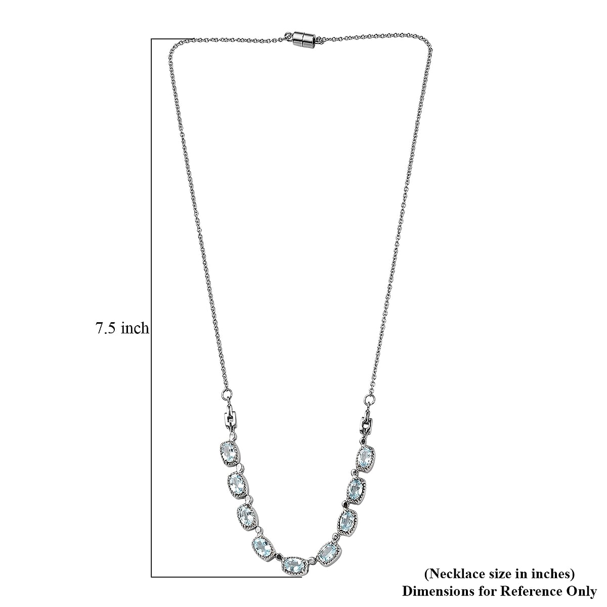 EverTrue Sky Blue Topaz 5.10 ctw Necklace 18 Inches in Stainless Steel image number 5