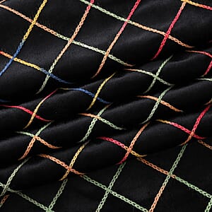 TAMSY Black Rose Floral Embroidered Polyester Scarf - One Size