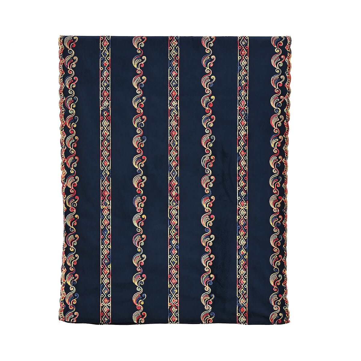 TAMSY Navy Abstract Embroidered Polyester Scarf - One Size image number 1