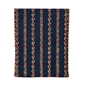 TAMSY Navy Abstract Embroidered Polyester Scarf - One Size