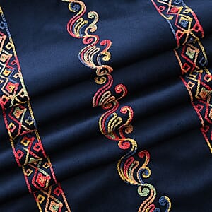 TAMSY Navy Abstract Embroidered Polyester Scarf - One Size