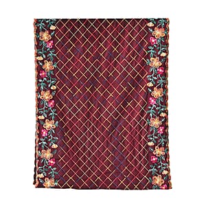 TAMSY Burgundy Floral Embroidered Polyester Scarf - One Size