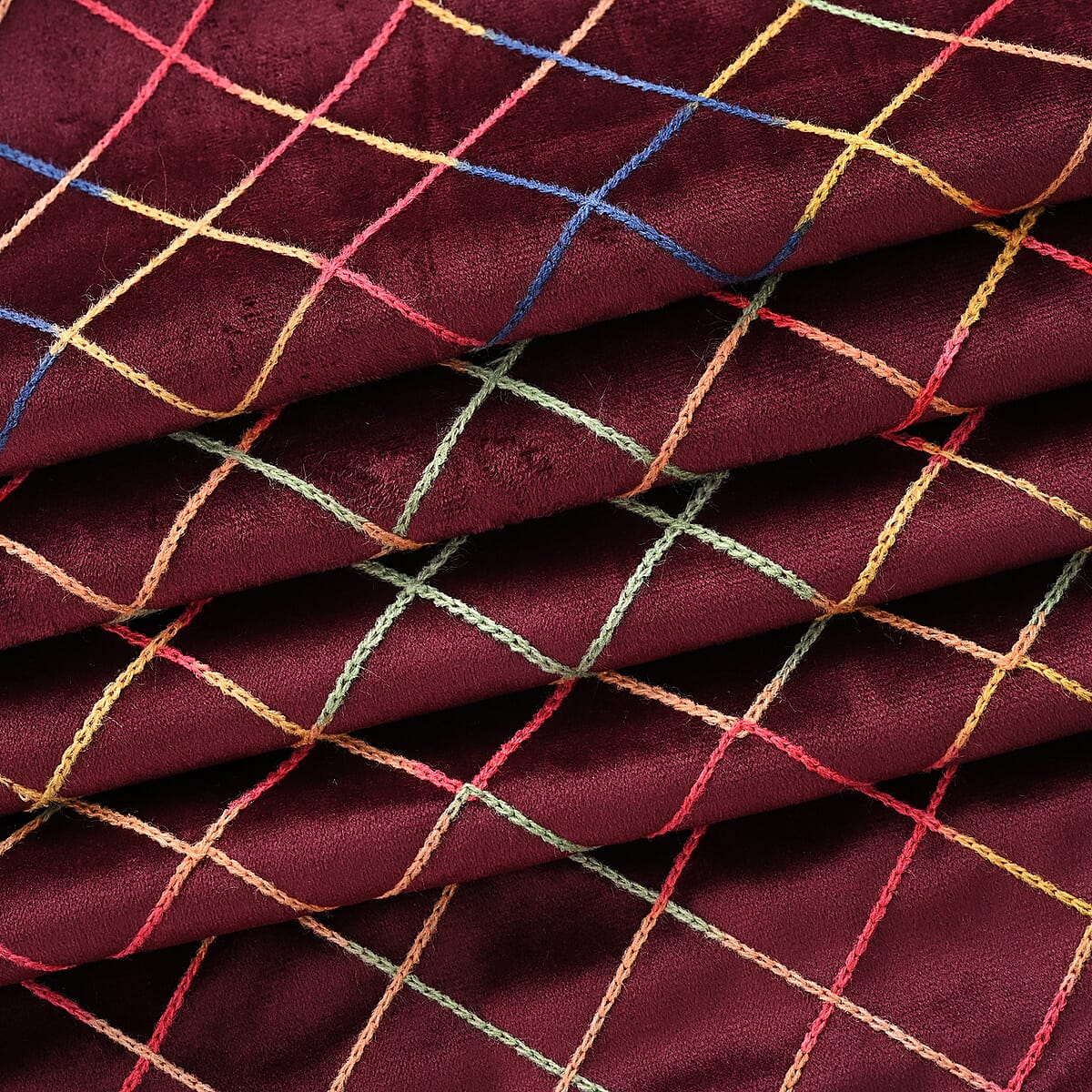 TAMSY Burgundy Floral Embroidered Polyester Scarf - One Size image number 3