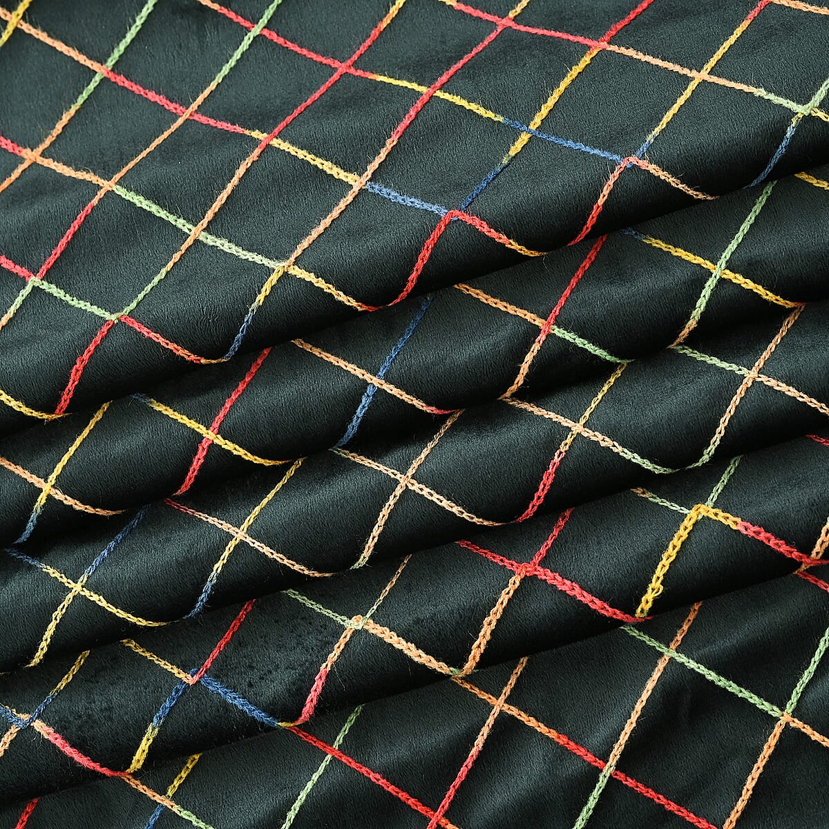 TAMSY Dark Green Floral Embroidered Polyester Scarf - One Size image number 3