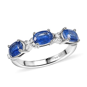 Doorbuster D’Joy Kashmir Kyanite and White Zircon 1.75 ctw Four Leaf Clover Ring in Rhodium Over Sterling Silver (Size 10.0)