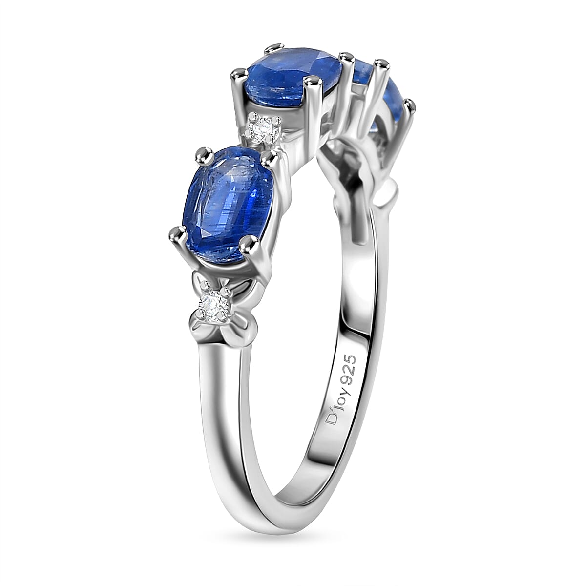 Doorbuster D’Joy Kashmir Kyanite and White Zircon 1.75 ctw Four Leaf Clover Ring in Rhodium Over Sterling Silver (Size 10.0) image number 3